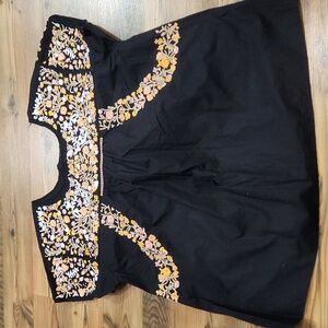 Madewell Embroidered Floral Front Colorful Design Boho Vibe True Black Size M
